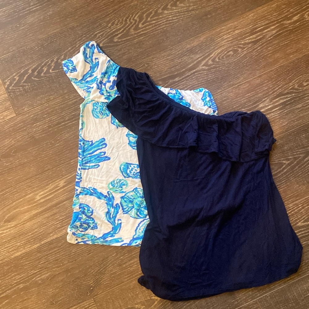 Lilly Pulitzer one shoulder ruffle top size small